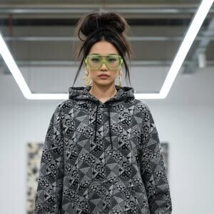 WeSC Mike Bandana Hoodie Dress XXL All Over Print Paisley Black White Minidress